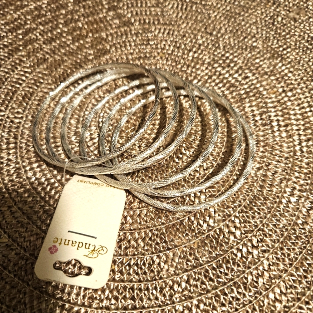 Andante Set of 6 Silver Tone Bracelets